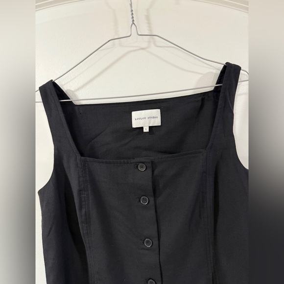 Loulou Studio Idon Dress Size L Black Wool Halter Mini Sheath Parisian Minimalis - Picture 6 of 10